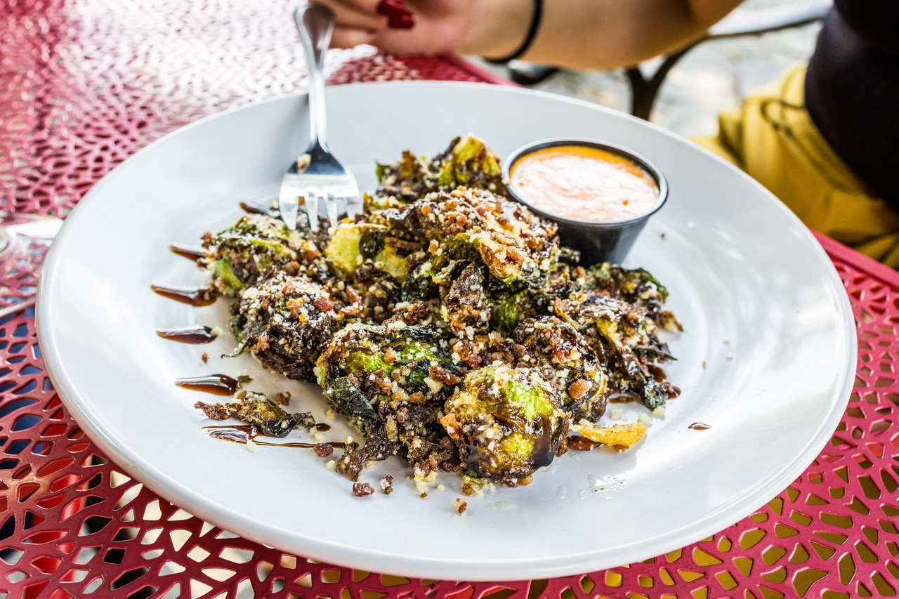 crispy brussel sprouts at sauce at Deano's Italian.