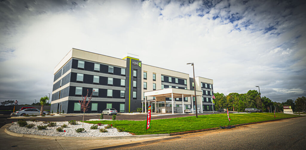 Exterior view of brand new Home 2 Suites in Dublin, Georgia.