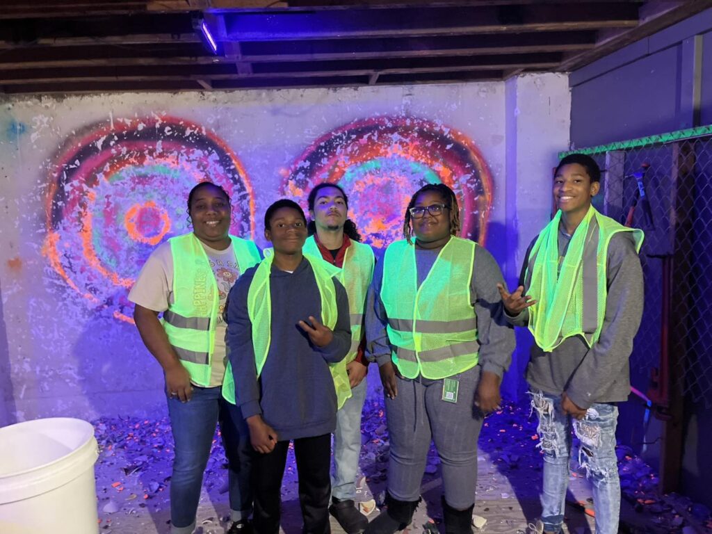 Group fun in the splatter room at Happimess Events in Dublin.