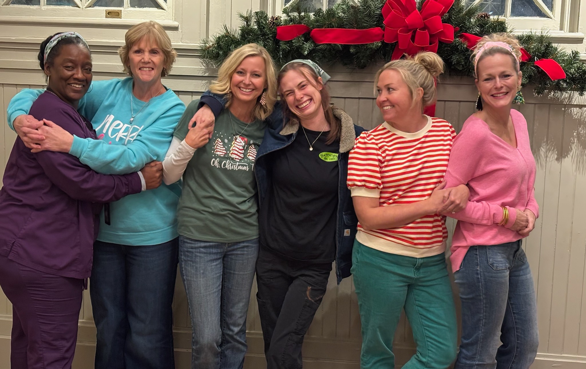 Six ladies stand together as the cast of Steel Magnolias for Dublin Community Theatre