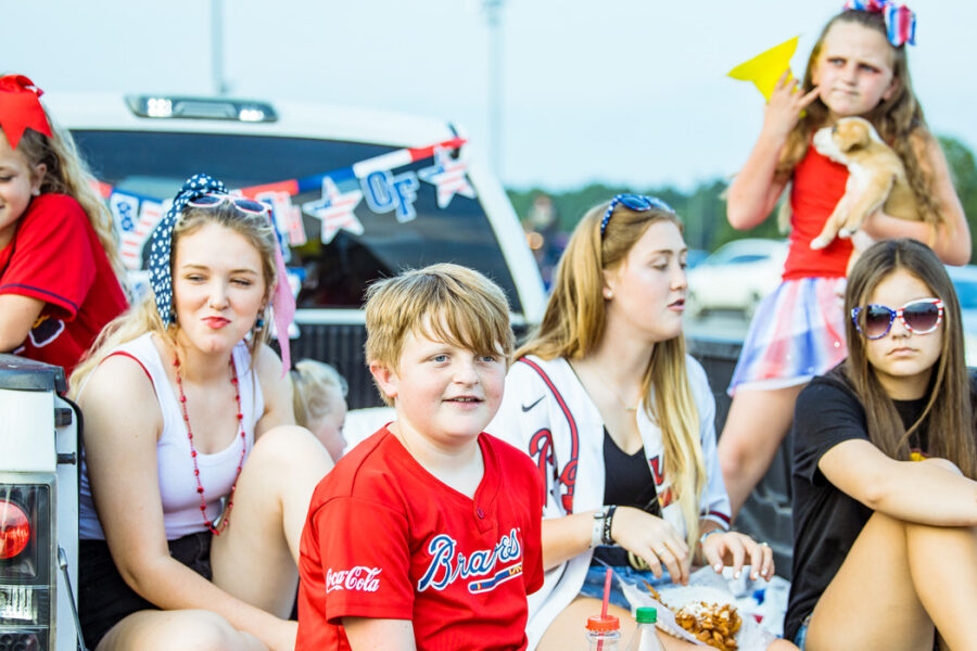 Children dressed patriotically on the tailgate of a truck waiting on fireworks to start during Dublin's Independence Day Celebration!