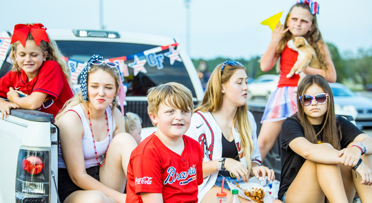 Children dressed patriotically on the tailgate of a truck waiting on fireworks to start during Dublin's Independence Day Celebration!