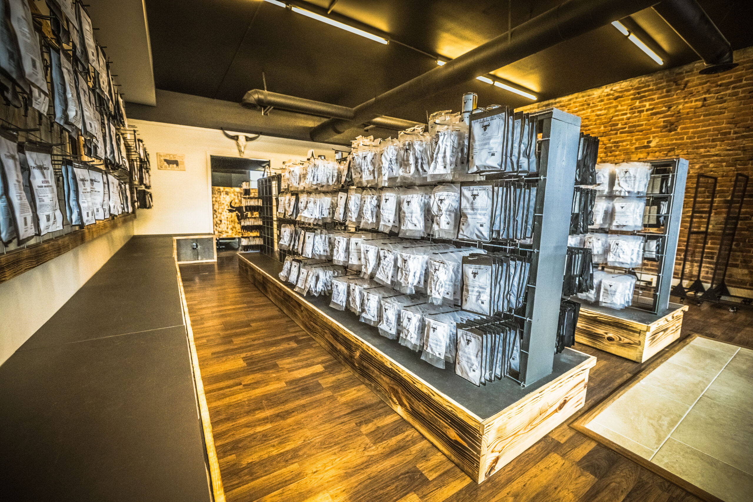 Shelves of jerky at the Jerk Shop