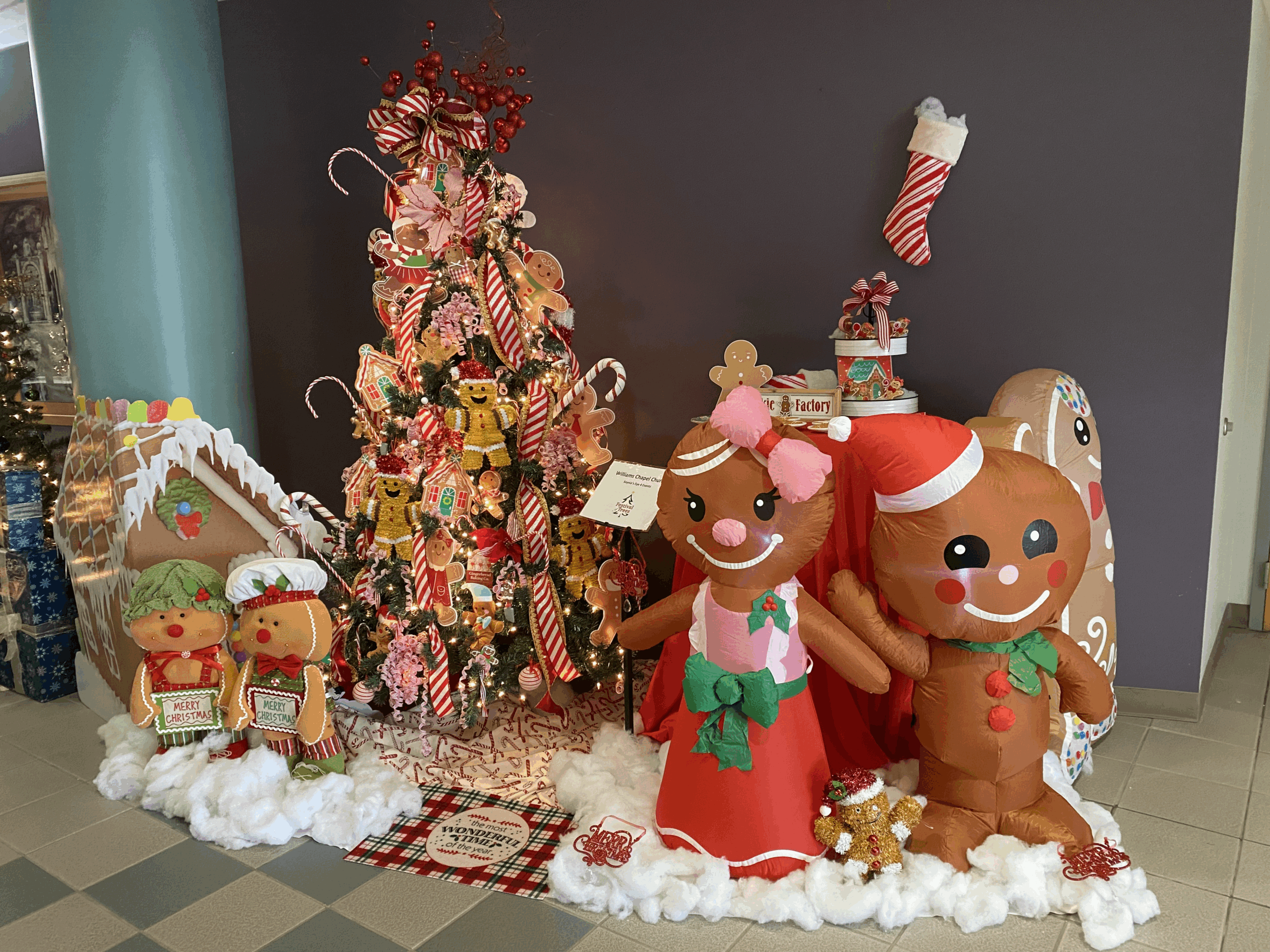 Gingerbread themed Christmas tree at the Festival of Trees